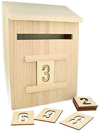 Artemio 14002293 Adventskalender zum Dekorieren Briefkasten Holz 20 x 9,5 x 28 cm