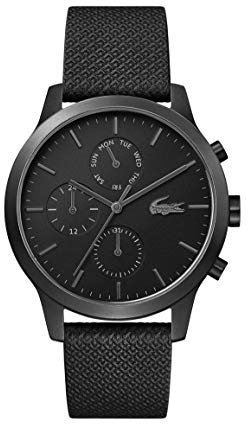 Lacoste Multi Zifferblatt Quarz Uhr für Herren Kollektion LACOSTE.12.12 mit Schwarzes Lederarmband - 2010997