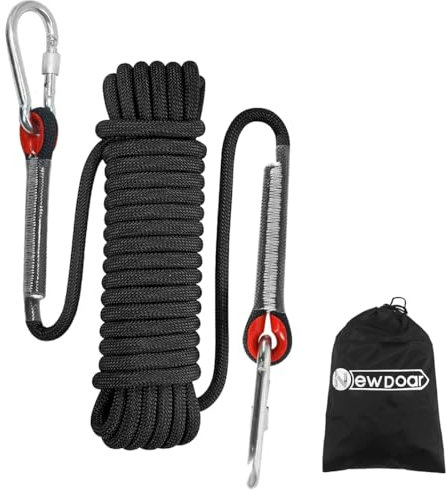 NewDoar 12KN Marine Schwimmseil 10 mm Bootsseil 33FT(10M) 66FT(20M) 98FT(30M) Anker-Festmacherseil zum Bootfahren, Ankern, Camping, Angeln, Zeltüberdachung mit 2 Haken-Black/20M