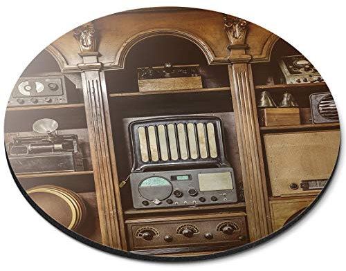 Destination Vinyl Ltd Old Vintage Radios Transmitter - Flexible Round 5mm Rubber Mouse Mat Pad Office Home Novelty Printed Desk Accessory 21963
