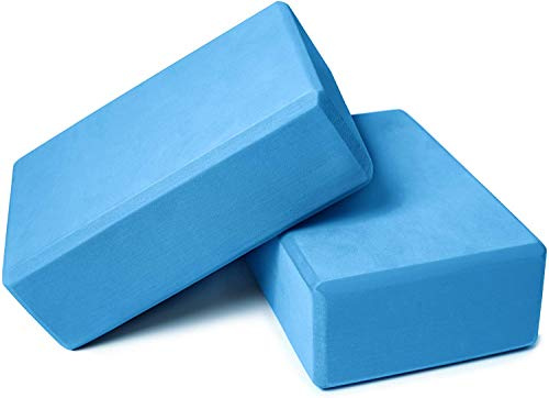 Pigbajie Yoga Blocks 9x6x3, 2 Pack High Density Yoga Brick Foam Blocks to Improve Strength, Flexibility and Balance, Light Weight and Non-Slip Surface, Pilates and Meditation (Gemstone Blue)