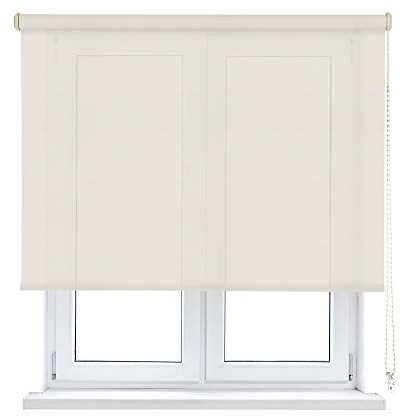 VIEWTEX | Estor Enrollable Screen Apertura 10% Blanco Lino 55 X 190cm (Instalación sin taladrar) | Fabricado en España | Garantia 5 años