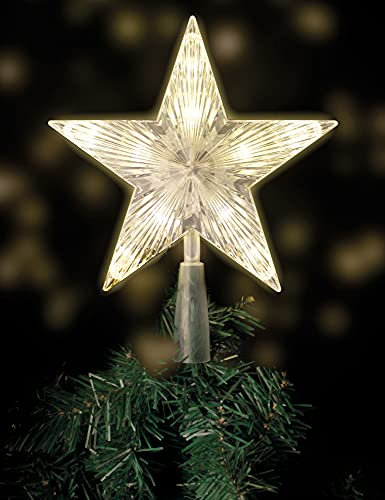 Weihnachtsbaumspitze mit 10 LED mit Timer/Batterie - 18 x 22 cm - beleuchtete Christbaumspitze in warmweiß - Weihnachtsbaum Stern Spitze Baumspitze