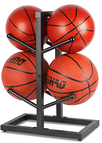 Fitlyiee Basketball Organizers Metal Ball Storage Rack Sports Storage for Indoor Outdoor (Small 2-Layer)