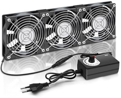 RUIZHI 360mm Gehäuselüfter 12V PC Lüfter - Computer Lüfter Einstellbare Windgeschwindigkeit, AC 220V - 240V, 2750 RPM, für PC Laptop, TV, Radio, Router, Dreifachlüfter Fan
