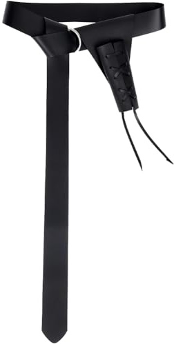 GORGECRAFT Cinturón con Funda para Espada de Piel Sintética Negra Estilo Medieval Retro Ajustable para Cintura Funda Protectora para Daga con Hebilla En el Hombro Y En la Espalda Disfraz de Cosplay