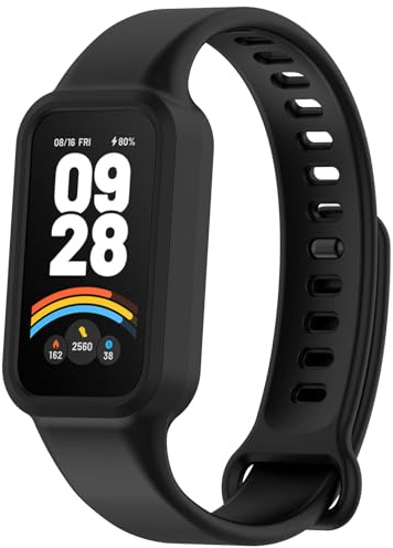 Disscool Justerbara ersättningsarmband kompatibla med Xiaomi Smart Band 9 Active, kompatibel med Redmi Smart Band 3 band mjuk silikon handledsrem med snabbfrigörande klocktillbehör (svart), Silikon,