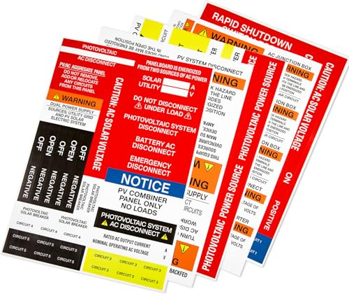 Lot de 88 étiquettes photovoltaïques pour installation de système solaire micro onduleur, autocollants solaires résistants aux UV, étiquettes de sécurité pour panneau électrique, lot d'avertissement