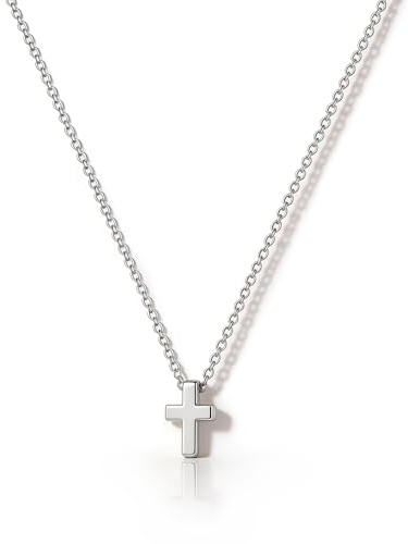 HANLI Kette Silber 925 Damen - Zarte Kleines Kreuz Kette Kreuzkette Religiösen Anhänger mit für Frauen Mädchen Wasserfeste Hautverträglich Schmuck