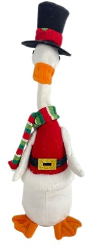 SHX Singende & schaukelnde Weihnachtsente | 40 cm Deko-Ente mit Musik & Bewegung | Geräuschaktiviert, batteriebetrieben, lustiges