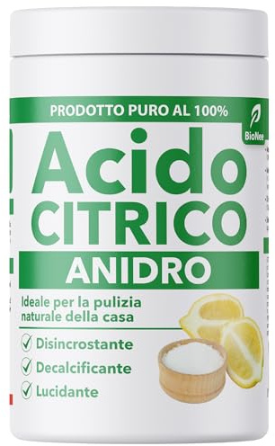 BioNee Acido Citrico Anidro Puro 1kg – Polvere Naturale per Pulizia Domestica | Anticalcare, Ammorbidente, Disincrostante e Detergente Multiuso