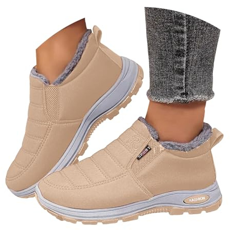 Women Snow Winter Boots for Women, Ladies Orthopedic Shoes Fur Lined Warm Non-Slip Thermal Boots Waterproof Anti-Slip Fur Lined Ankle Snow Boots Lightweight Outdoor Walking Shoes