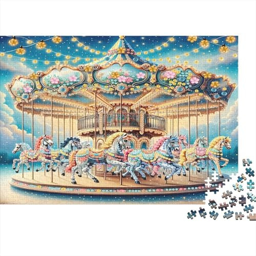 Vintage Carousel Jigsaw Puzzle for Adults 1000 Piece Jigsaw Puzzle Night Light Scene Paper Family Game Relax Home Gift 70x50cm/1000pcs
