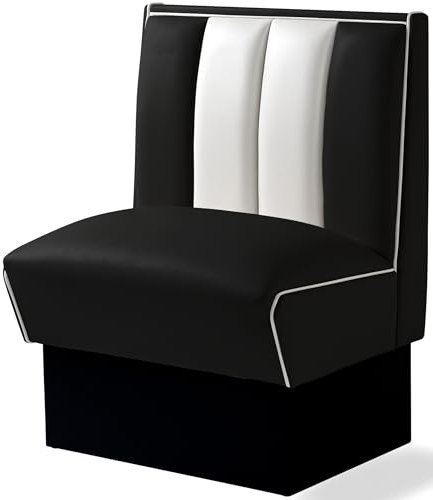 Bel Air 2er Set Dinerbank Eckbank Sitzbank Bank Einrichtung Gastronomie Dinermöbel Lounge im Retro 50er Style Design (Black/White)