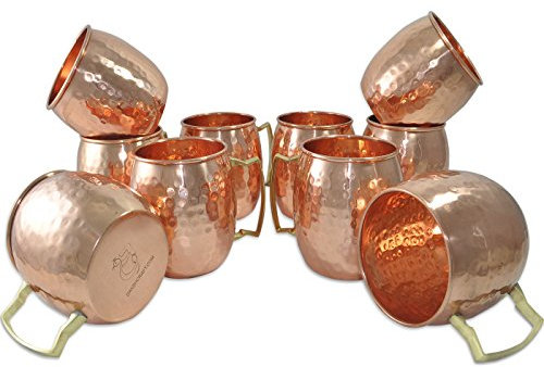 DakshCraft ® handgemachte Reine Kupfer gehämmert Moscow Mule-Becher, Set von 10