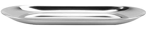 Piatto di stoccaggio in acciaio inossidabile Nordic Asciugamano gioielli cosmetici torta piatto di frutta per ufficio casa scrivanie(S-Silver, 180 × 80 mm)