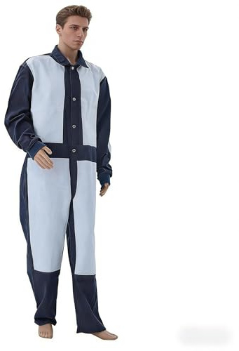 SHUNJIE Strapazierfähiger Leder-Sprühlack-Schutzanzug, Sandstrahlschutz, Sicherheits-Arbeitsoverall, blau