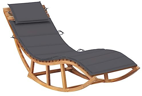 vidaXL Teak Massiv Schaukelliege mit Auflage Sonnenliege Gartenliege Holzliege Relaxliege Liegestuhl Liege Gartenmöbel Saunaliege Strandliege Freizeitliege