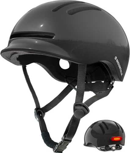 Bike Helmets for Adults Men Women,Mens/Womens Cool Bicycle Helmet with Magnetic Rear LED Light,Youth Boys/Girls Helmet(Shiny Black,L)