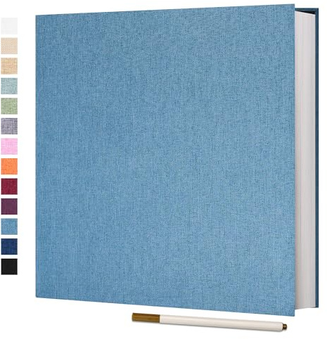 Vienrose Self Adhesive Photo Album, 60 Pages, 28 x 27 cm, Skyblue | Skyblue linen cover; 60 pages (30 sheets); holds up to 180 6 x 4 in or 60 8 x 10 in photos; includes metal pen