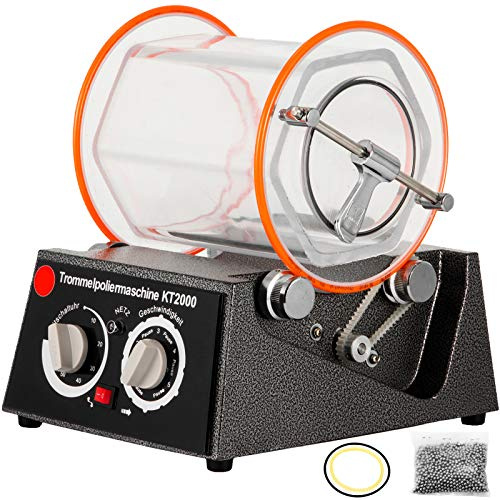 VEVOR Polisseuse à bijoux en polycarbonate dur 5kg Polisseuse de surface rotative 60W Polissage de bijoux Rotatif - Laboratoire à billes - Antidérapante Stable pour matériaux en alliage de magnésium
