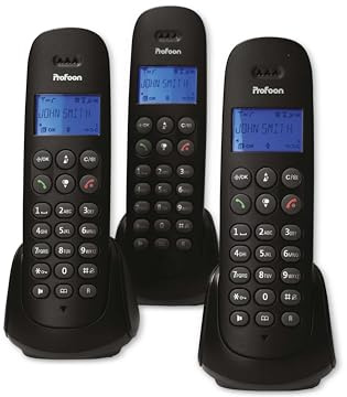 DECT-Telefon mit 3 Mobilteilen schwarz
