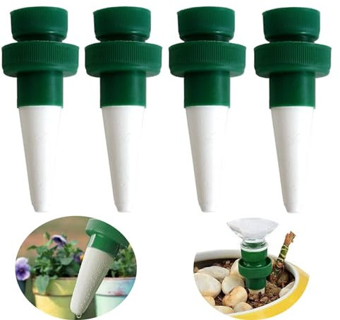 4 PCS Globe d'Arrosage Plante Verre Bulbes pour Plante, Reserve Eau Plante, Arrosage Plante Vacances, Ampoules Dispositif d'Arrosage Automatique pour Fleurs Jardin Exterieur Interieur