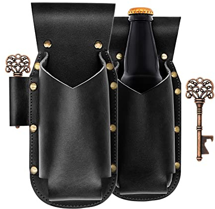 iPihsius Fondina per birra da uomo, 2 pezzi, apribottiglie incluso, regalo per uomini, feste, picnic, spiaggia, lattine di soda
