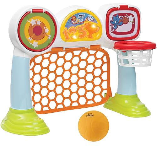 Chicco Gioco Multisport League, Gioco Elettronico e Interattivo, Canestro, Tabellone con Luci e Suoni, 3 modalità di Gioco, Palla di Plastica Morbida Inclusa, Giochi per Bambini 2-5 Anni