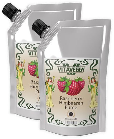 VITAVEGGY HIMBEER-FRUCHT-PÜREE 2x 1kg von Food-United raspberry-fruit-puree für Himbeeren-Smoothie-Saft Erdbeer-Himbeer-Sorbet-Cocktail-Shake ohne Aroma- Farb- & Konservierungsmittel (2)