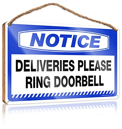 CakJuice Hanging Door Sign Plaque Notice Deliveries Please Ring Doorbell Wooden Sign Garden Gifts Dorm Room Accessories (Size : 15X28CM)