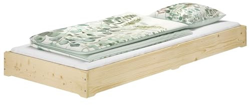 Erst-Holz Stapelbett Bettrahmen 100x200 Gästebett Bodenbett mit wählbarem Zubehör V-60.69-10, Ausstattung:ohne Zubehör