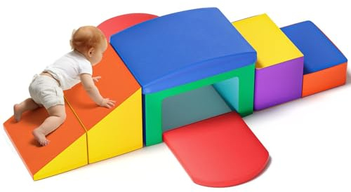 Wisbecost Bloques de construcción de espuma para niños, estructura de escalada de espuma para niños pequeños, escalada en interiores y juegos para gatear (6 unidades, multicolor)