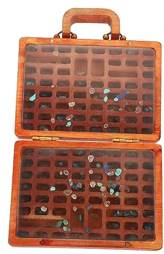 VALICLUD Organizador De Cristales De Madera Compartimentos Para Piedras y Gemas Maletín De Almacenamiento Para Colección De Minerales y Joyas