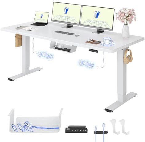 FLEXISPOT Höhenverstellbarer Schreibtisch elektrisch, Doppelmotor 180x80 cm
