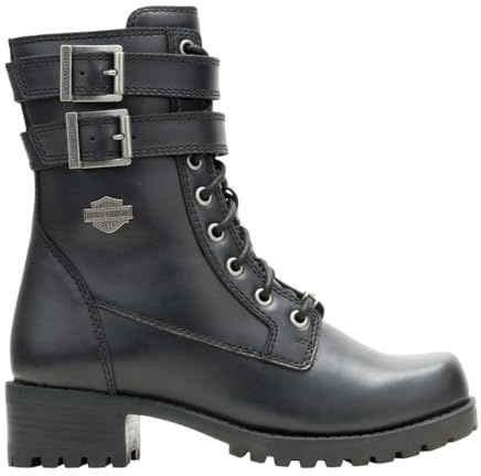 Harley-Davidson Women's Leyton Double Buckle Motorcycle Boot, Black, 11