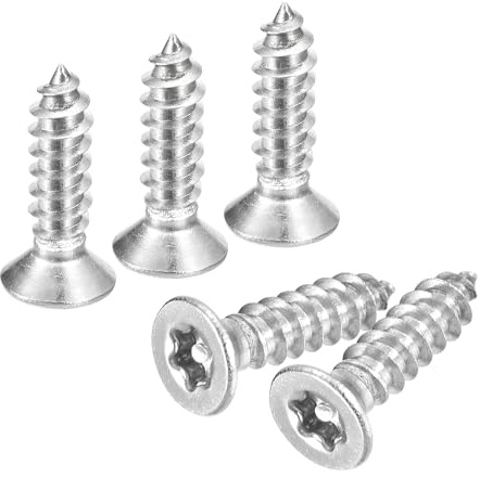 QUARKZMAN torxskruvar, försänkta torxskruvar, 60 stycken M3 x 12 mm 304 rostfritt stål säkerhetsskruvar med T10-bit, självgängande stöldsäkra för trä, mekanisk industri (silver)