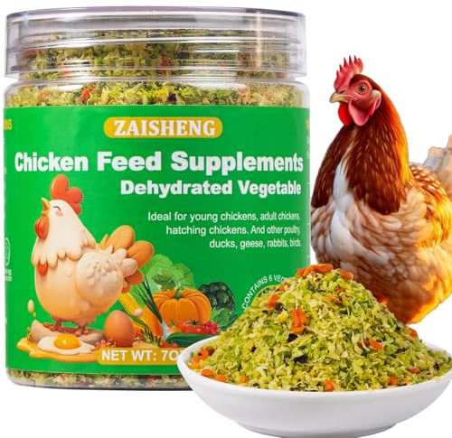 Zaisheng 7oz Chicken Food Supplement for Laying Hens - Air-Dried Treats with Vitamins & Probiotics Molting Feed Season Support, Egg Boost & Feather Regrowth