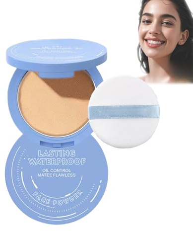 Matte Face Finishing Pressed Powder,Oil Control Setting Powder Foundation Face Powder, Lightweight Long-Lasting Waterproof FacePowder For Women & Men (02# Natural)