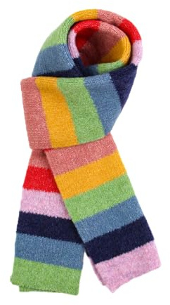Kashmirscarf， 170 * 20 cm grön/rosa regnbågsrandiga ullhalsdukar söt vinterhalsduk(Rainbow)