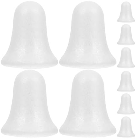 Ciieeo 10 Pezzi Ciondoli Natalizi a Forma di Campana in Polistirolo Bianco 9 Cm, Pendenti Creativi Fai da Te per Decorazioni Albero di Natale e Addobbi Festività Invernali