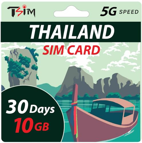 Scheda SIM Thailandia 30 giorni 10GB | Dati ad alta velocità | Attivazione automatica | Condivisione hotspot consentita | Supporta Google, Instagram, WhatsApp e altro | Solo dati, nessuna chiamata
