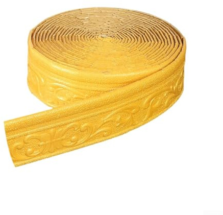 Borde de papel tapiz autoadhesivo 3D flexible para pared, techo, puerta, ventana, tira de revestimiento decorativa, protección de bordes de espuma XPE (dorado)