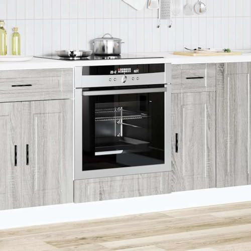 Ordellia Armoire de cuisine Porto gris Sonoma 60 x 46 x 81,5 cm avec pieds réglables et grand espace de rangement pour micro-ondes et four Armoire de cuisine compacte pour rangement autonome