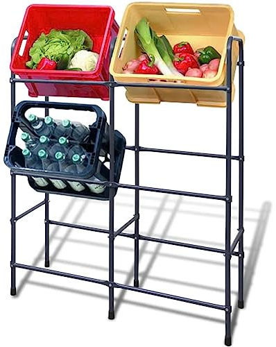 FMPGJLYH Étagère pour 6 caisses, support de caisse à boissons stable en acier, système de rangement peu encombrant pour le rangement, étagère de cave 96 x 33 x 116 cm, gris foncé