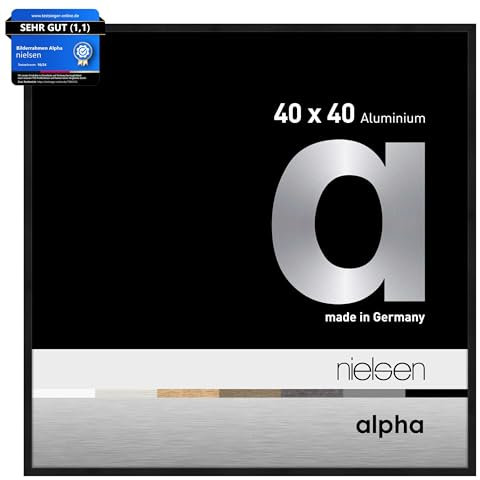 nielsen Alpha Aluminium Picture Frame Matt Black 40x40cm with Float Glass and Push and Turn Clips