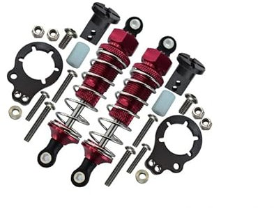 Tamiya Lunch Box Upgrade Parts Aluminium Rear Adjustable Spring Damper (75mm) & Protector Mount - 1Pr Set Red
