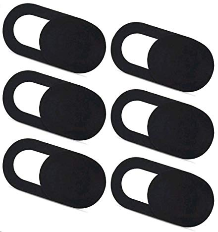 Humbgo Obturateur Webcam-Couverture,Smartphones-Autocollant Coulissant-Cache - pour Smartphones,Tablettes,Macbook Pro,Ordinateur Portable, iPhone 8/7/6 Plus (Noir 6 pièces)
