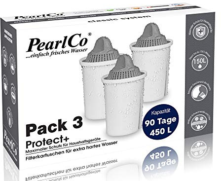 PearlCo - Protect+ classic Pack 3 Filterkartuschen für sehr hartes Wasser - passt zu Brita Classic