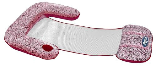 Aqua Mosaic 3-in-1 Pool Chair Float – Inflatable Floating Pool Chair for Adults with Length-Adjust Toggles – Use as a Lounge, Chair, or Drifter – Burgundy Mosaic